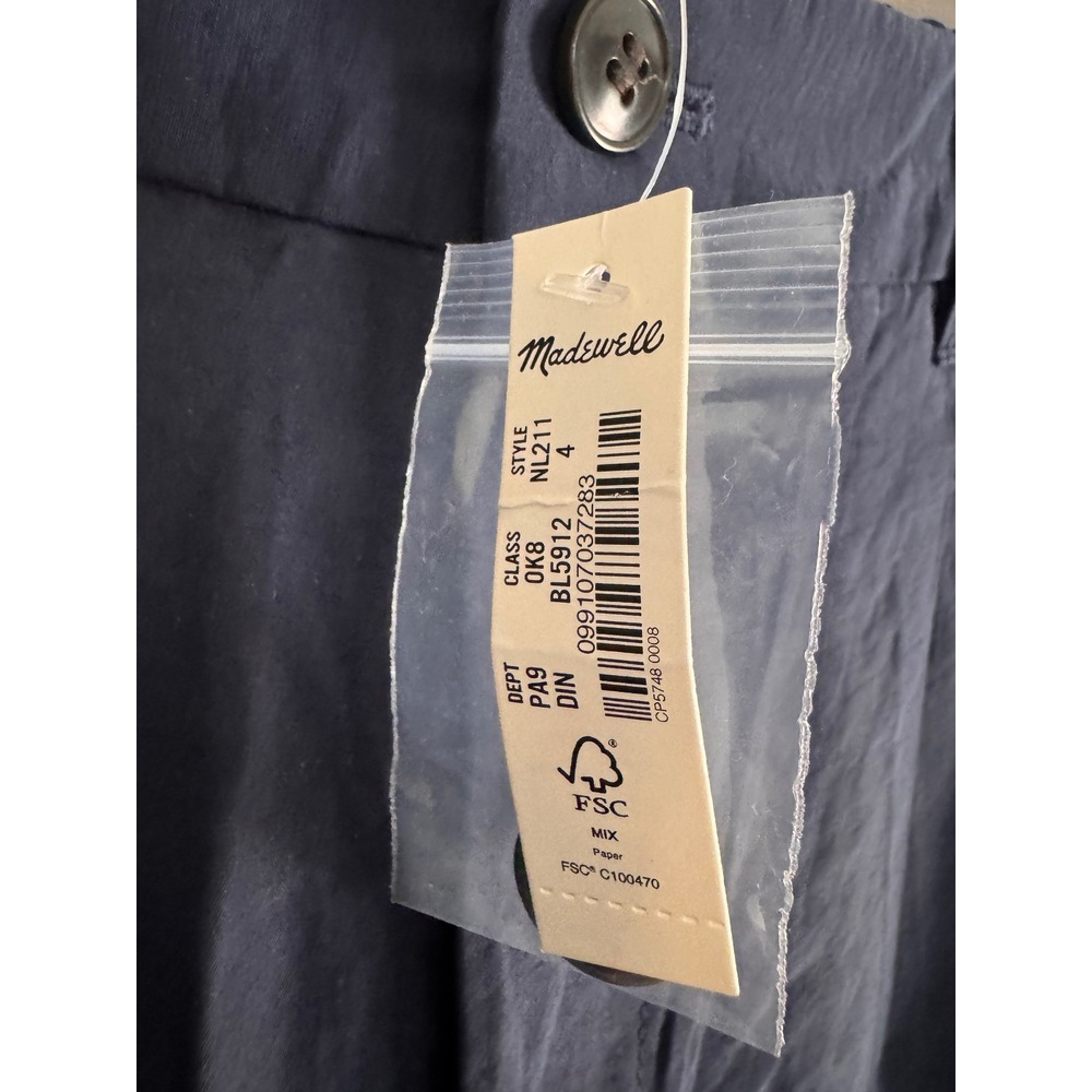 Madewell Tailored Tapered Pant in Softdrape Deep Indigo‎ Blue NL211 Size 4 NEW - Picture 5 of 6